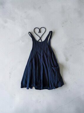 💙 Navy Blue Flowy Mini Dress (Lightweight Cotton Gauze Style) 💙